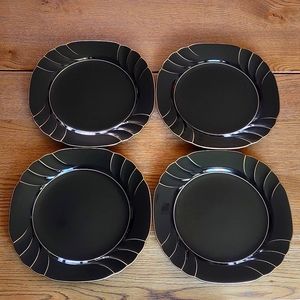 Wave Golden Black Dinner Plates Gallery Collections by Ranmaru